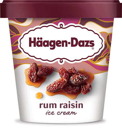 Pint of Haagen-Dazs rum raisin ice cream