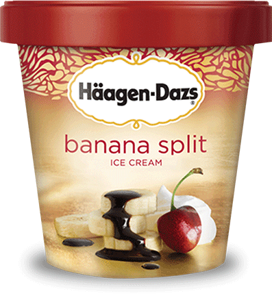 Pint of Haagen Dazs banana split ice cream