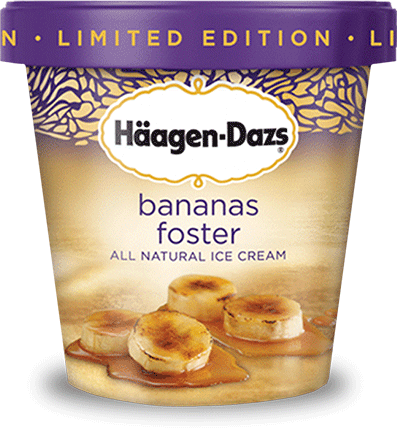 Pint of Haagen Dazs bananas foster split ice cream