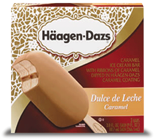 Box of Haagen Dazs dulce de leche ice cream bars