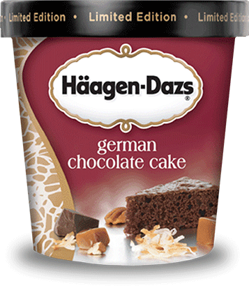 Pint of Haagen-Dazs German chocolate cake ice cream