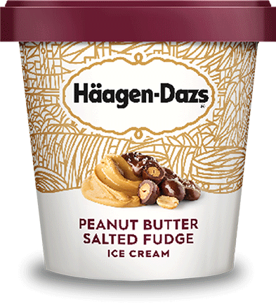 pint of Haagen Dazs peanut butter salted fudge ice cream