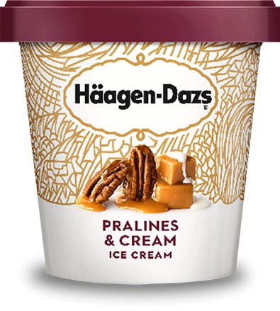 Pint of Haagen Dazs pralines and cream ice cream