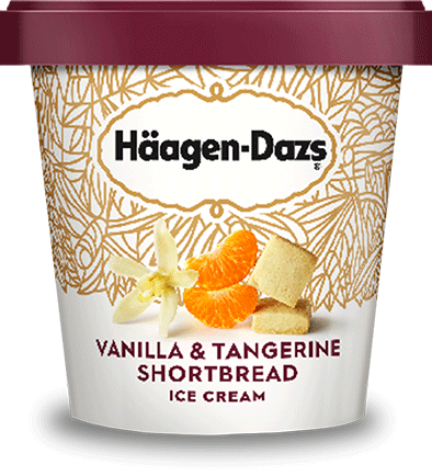 pint of Haagen Dazs vanilla & tangerine shortbread ice cream