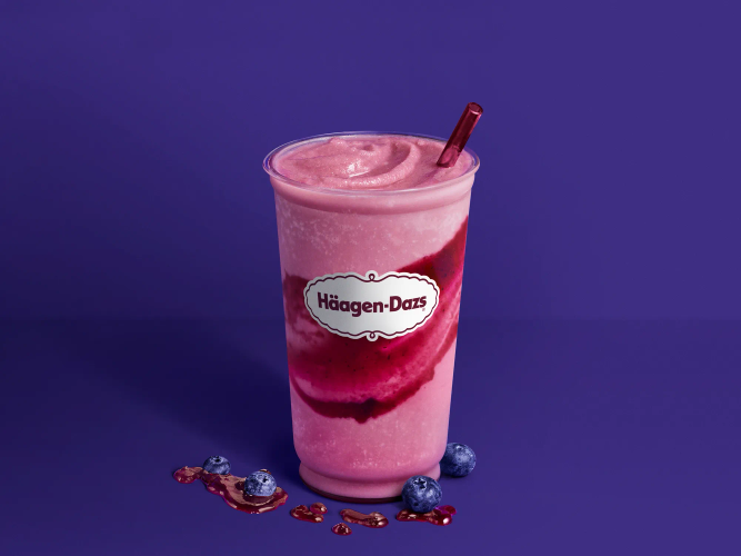 Blueberry Lemon Non-Dairy Freeze Summer Blueberry & Lemon Sorbet, blended with oat milk and swirled with real blueberry preserves