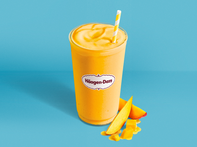 Aloha Mango Smoothie Peaches and banana with Mango Sorbet, and pineapple juice.