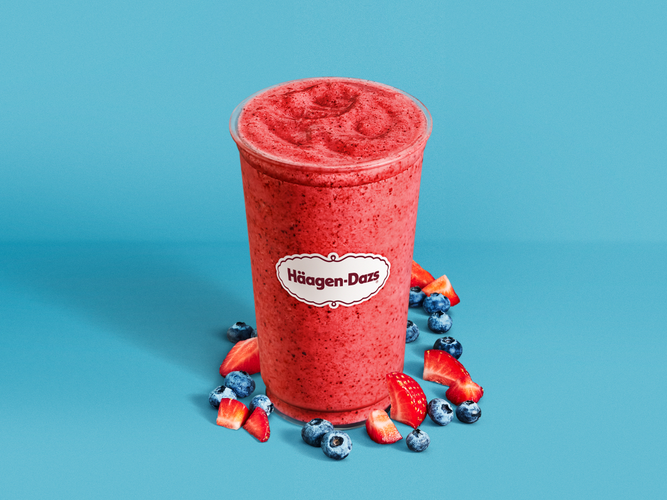Wildberry Smoothie Blueberries and strawberries with Strawberry Sorbet, and cranberry juice.
