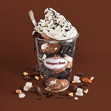 Rocky Road dazzler with cookie pieces and whipped cream