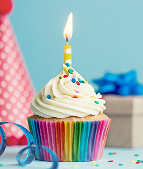 Birthday cupcake with candle