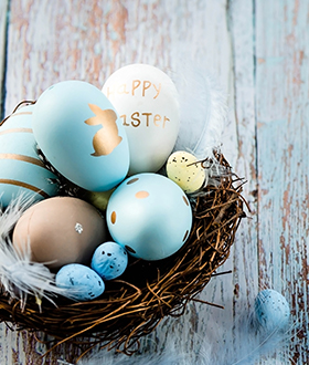 Easter eggs in nest