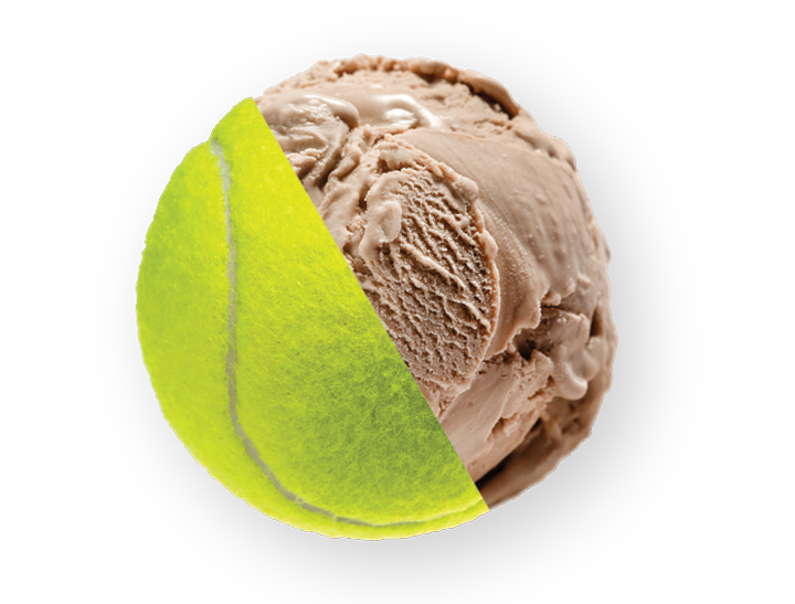 Half tennis ball half chocolate scoop