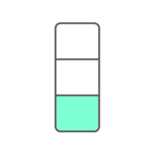 vertical image divided in to 3 parts with 1 filled in representing easy difficulty for recipe