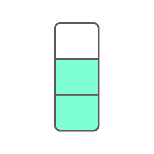 vertical image divided in to 3 parts with 2 filled in representing medium difficulty for recipe
