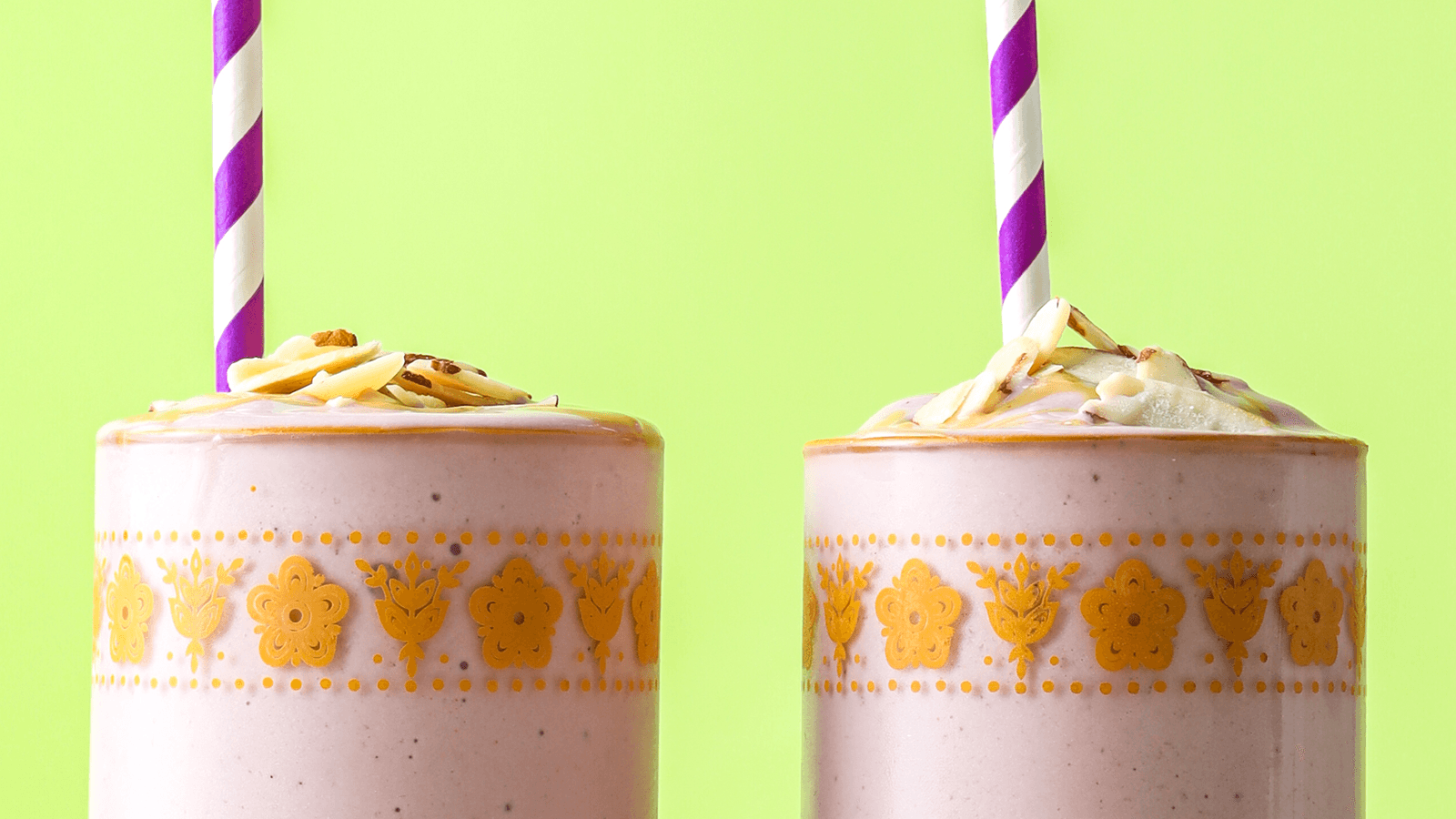 Two Glasses of Almond Butter Grape Smoothies