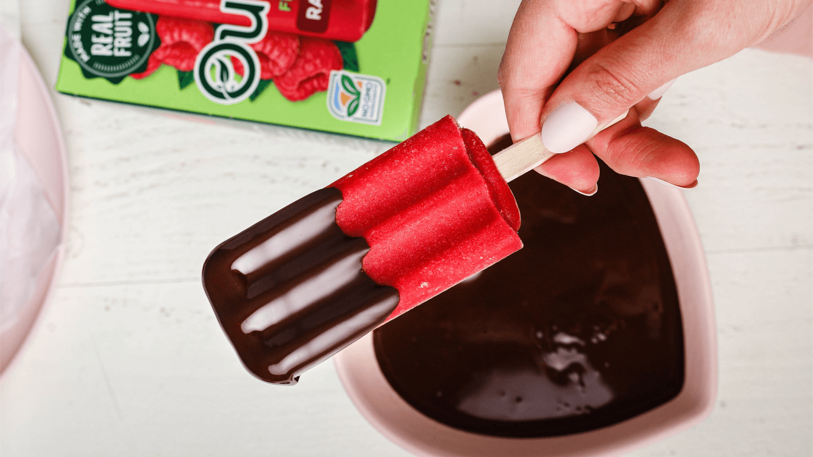 Dipping Fruit Bar In Chocolate