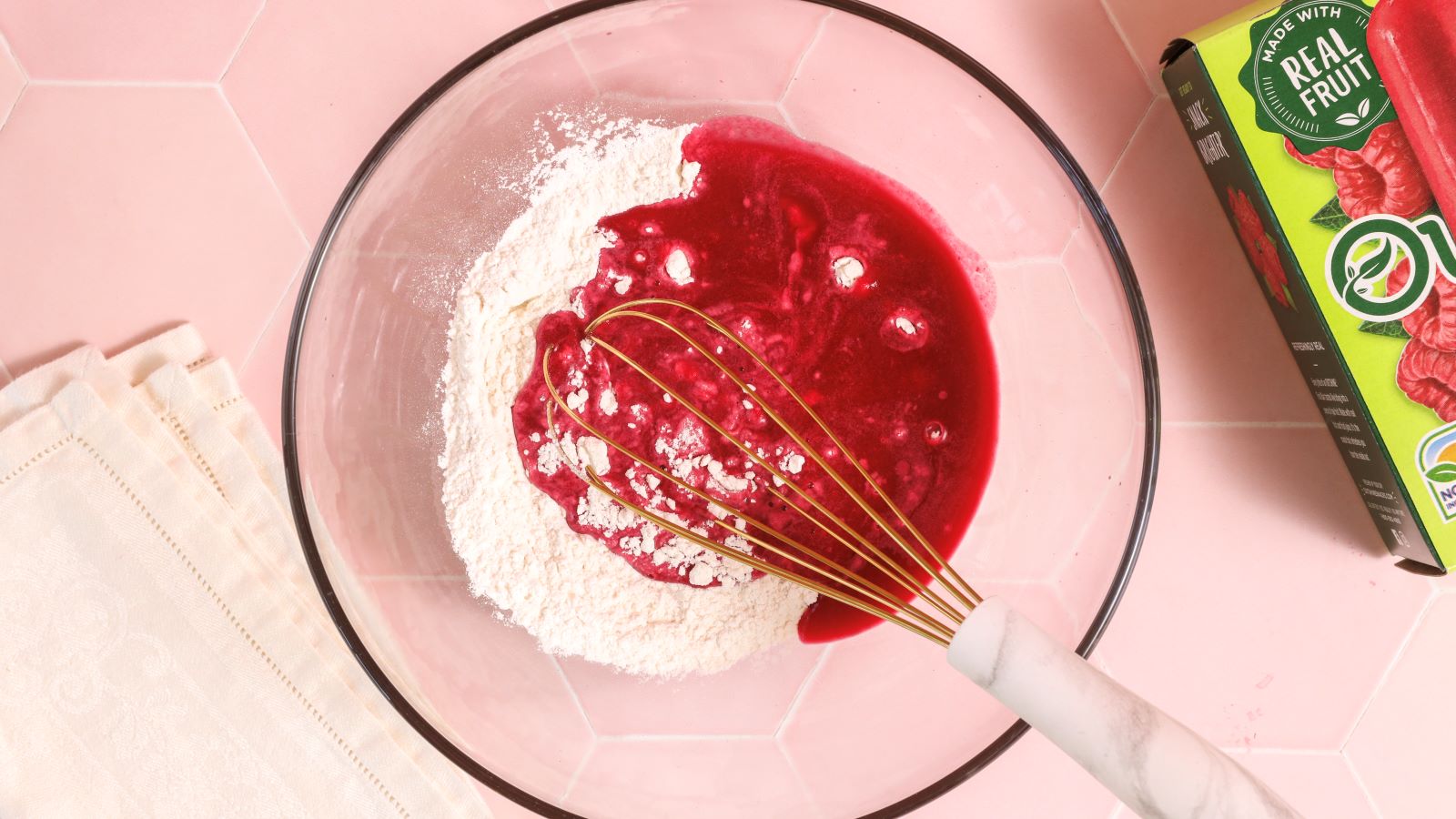 Whisking Raspberry Pancakes Ingredients