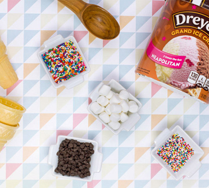 Dreyer's pinata cones filled with sprinkles