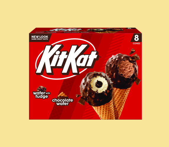 CONES KIT KAT® CONES The ultimate break awaits in a KIT KAT® sundae cone. Stock your freezer today.”