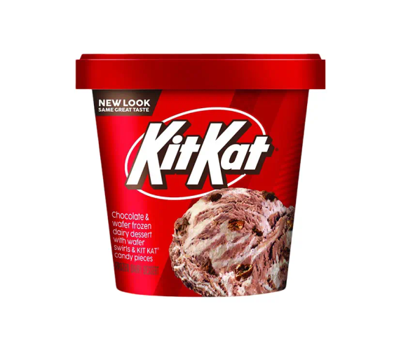 LIGHT ICE CREAM KIT KAT® LIGHT ICE CREAM Chocolate and wafer light ice cream with a wafer swirl & KIT KAT® candy pieces.