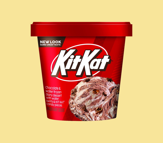 LIGHT ICE CREAM KIT KAT® LIGHT ICE CREAM Chocolate and wafer light ice cream with a wafer swirl & KIT KAT® candy pieces.