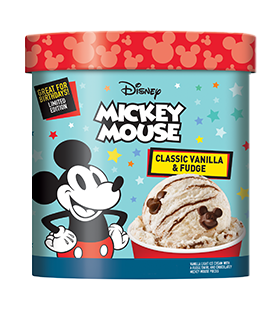 Disney Mickey Mouse Vanilla and Fudge Ice Cream Carton Small