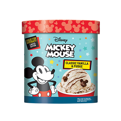 Disney Mickey Mouse Vanilla and Fudge Ice Cream Carton Medium