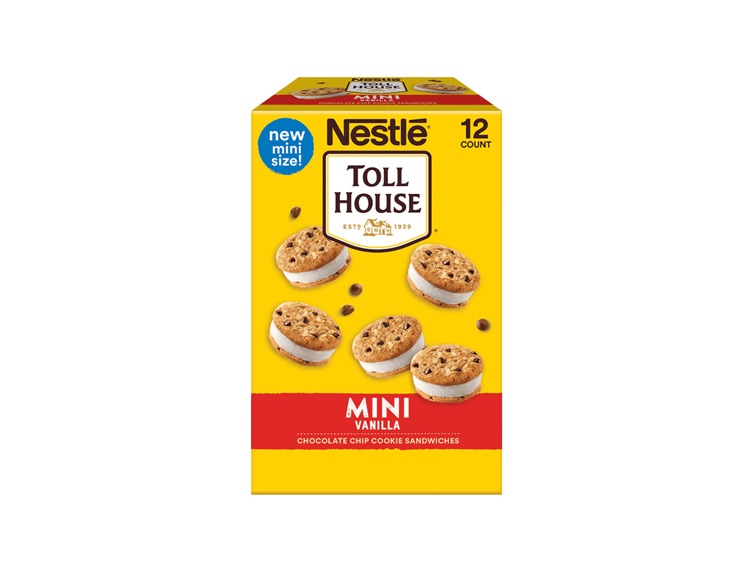 Box of Toll House mini chocolate chip ice cream sandwiches