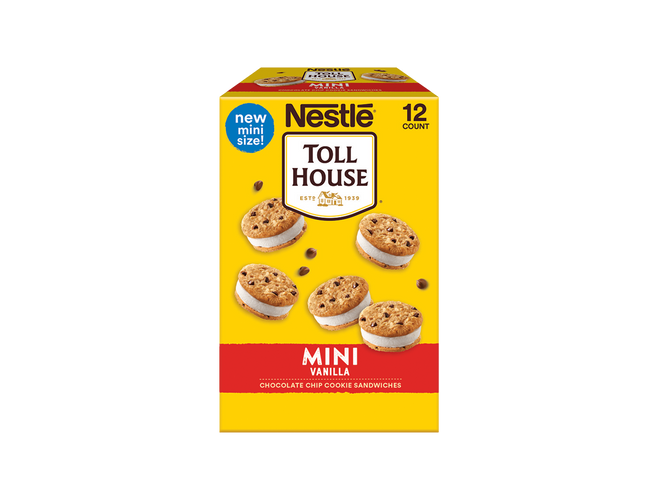 Box of Toll House mini chocolate chip ice cream sandwiches