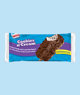 Individual package of Nestle cookies n' cream ice cream sandwich