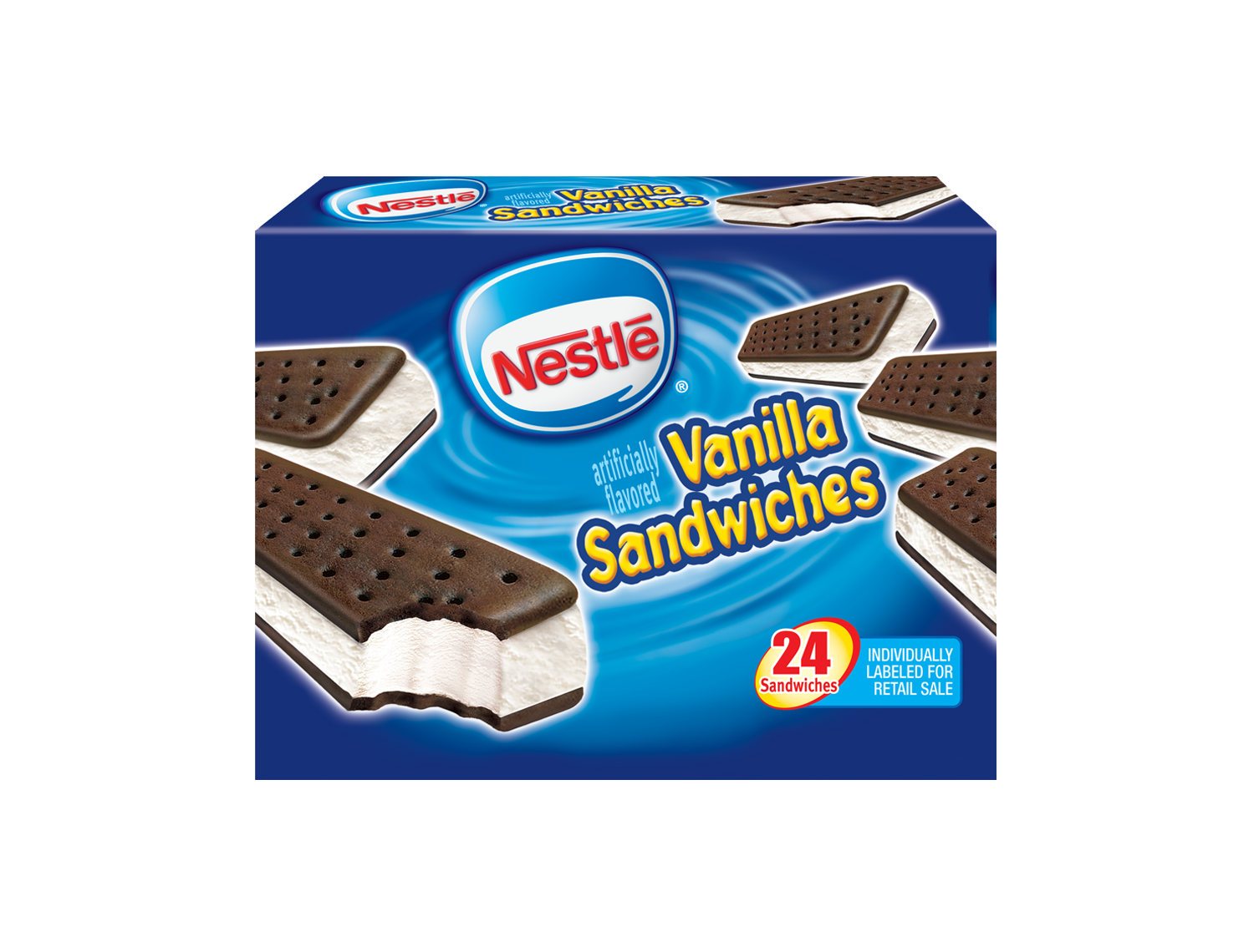 Box of 24 Nestle vanilla ice cream sandwiches