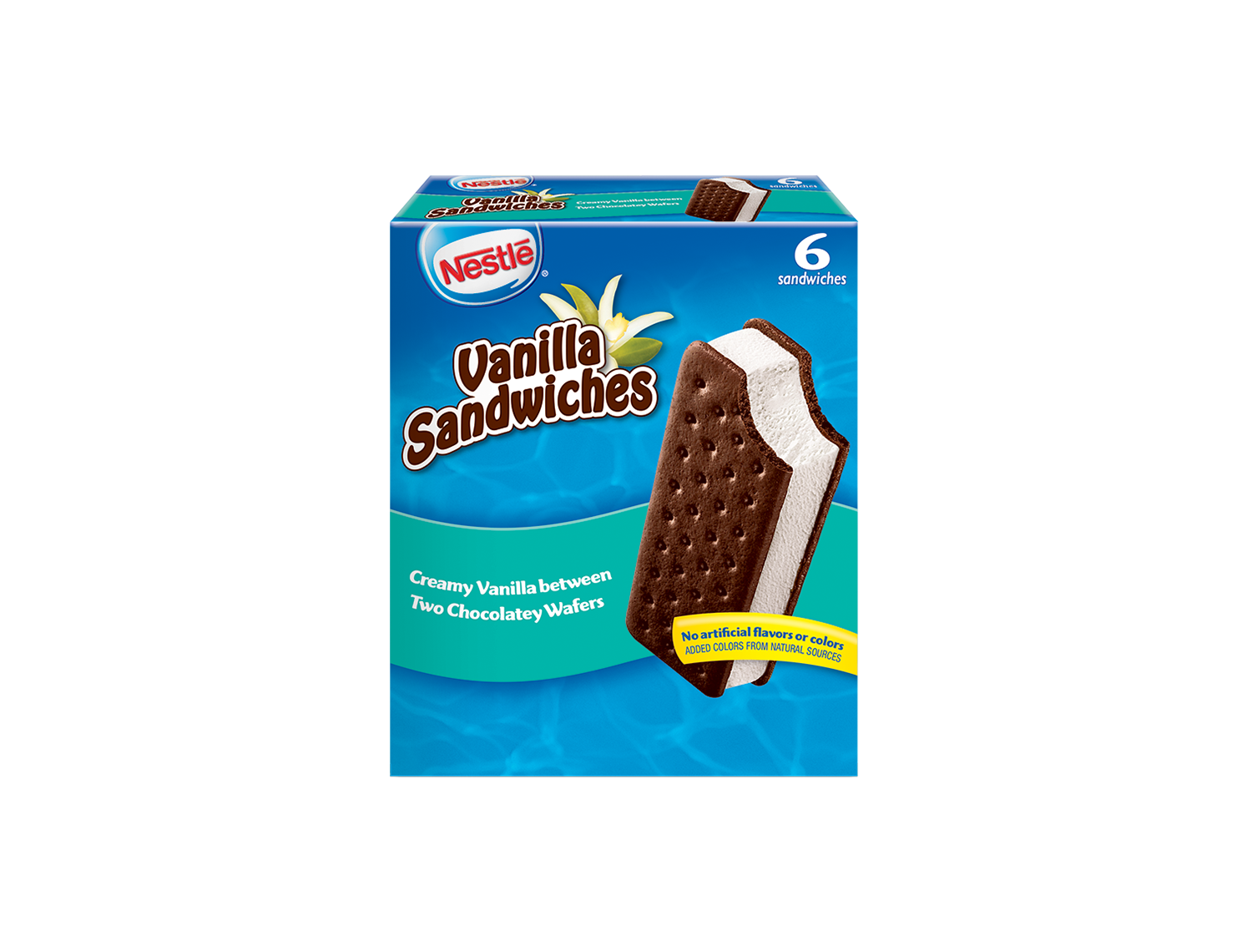 Box of 6 Nestle vanilla ice cream sandwiches