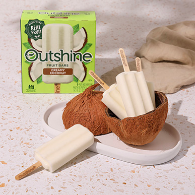 Outshine coconut fruit bars with a coconut