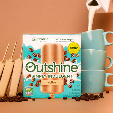 Outshine simply indulgent coffee bars with a cup of coffee