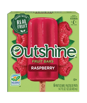 Box of Outshine raspberry fruit bars
