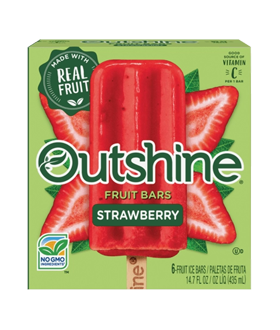 Box of Outshine strawberry fruit bars