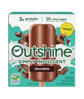 Box of Outshine simply indulgent chocolate bars