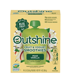 Box of Outshine pear & vanilla fruit & yogurt smoothies