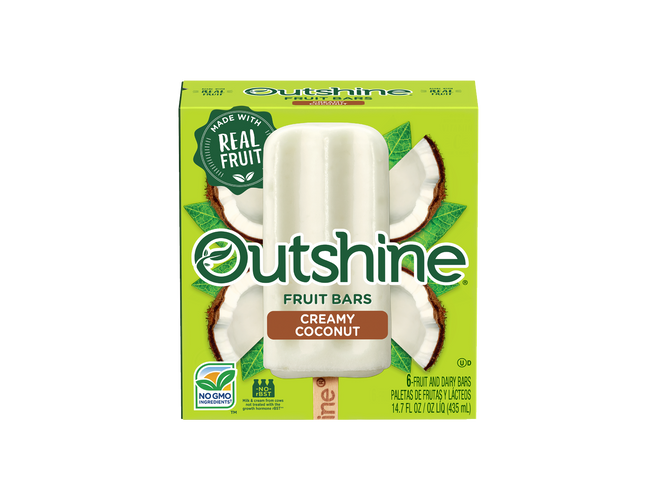 box of Outshine creamy coconut fruit bars