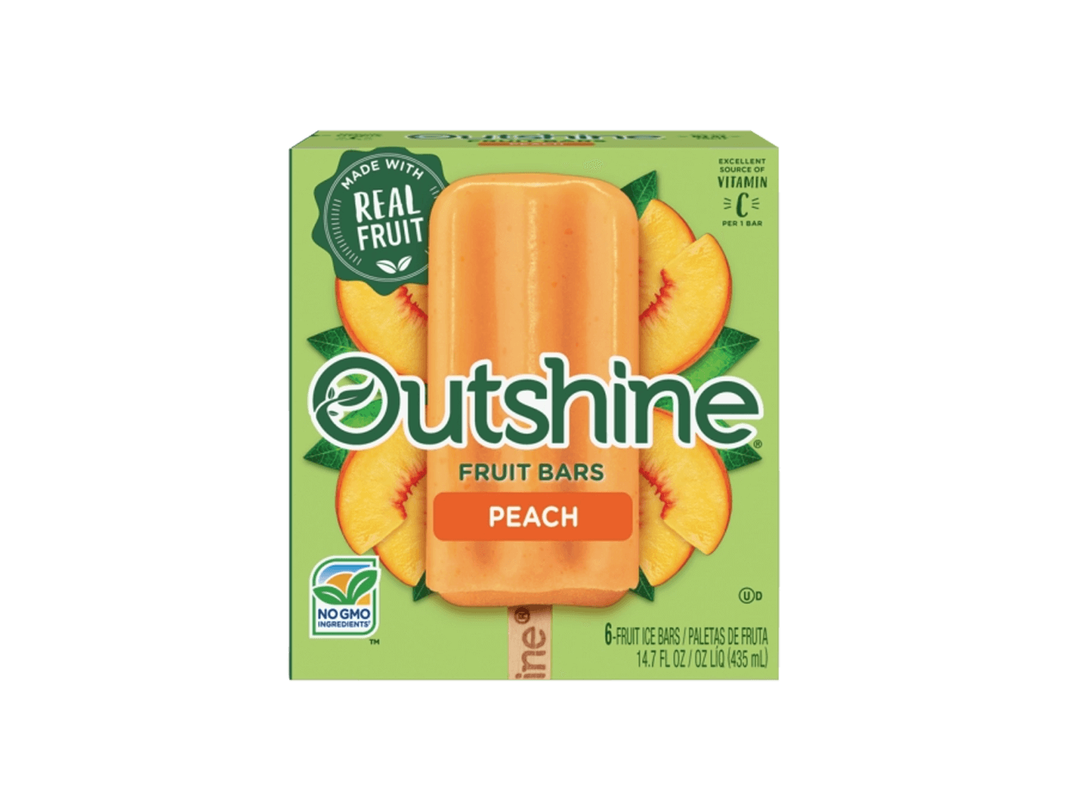 box of Outshine peach fruit bars