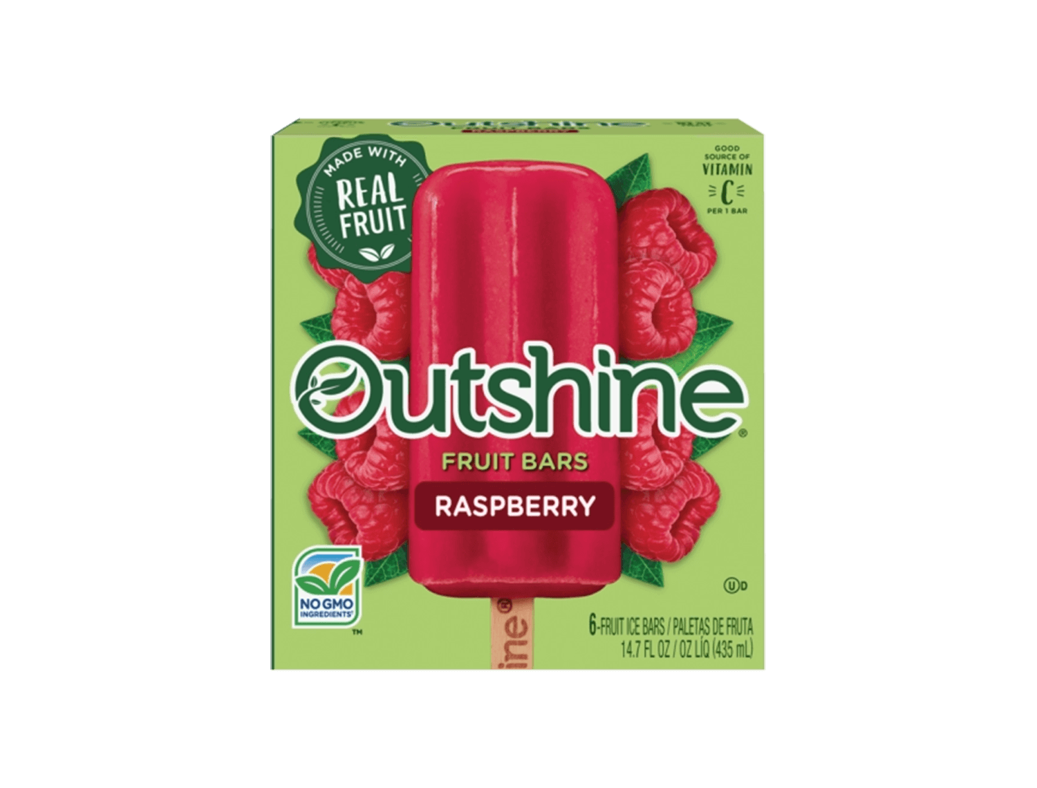 box of Outshine raspberry fruit bars