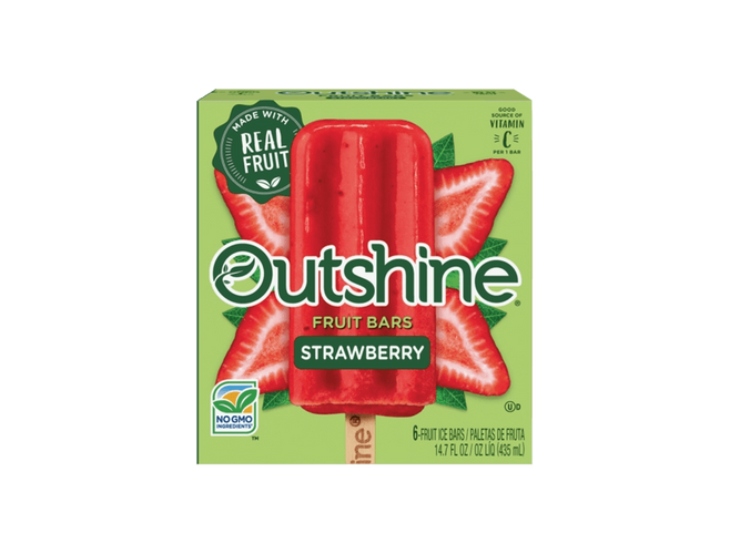 box of Outshine strawberry fruit bars