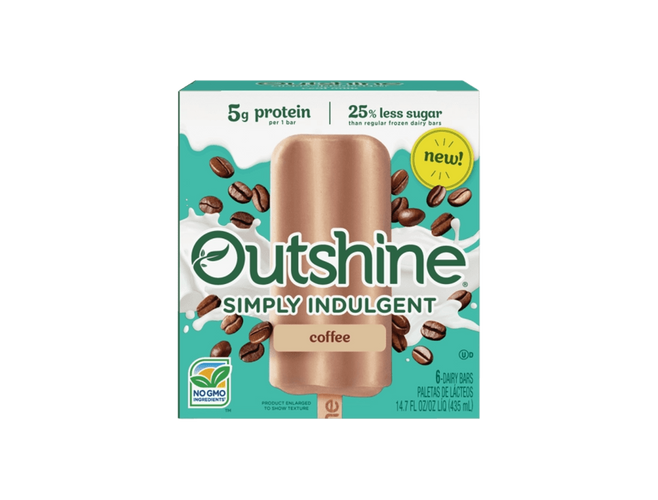 box of Outshine simply indulgent coffee bars