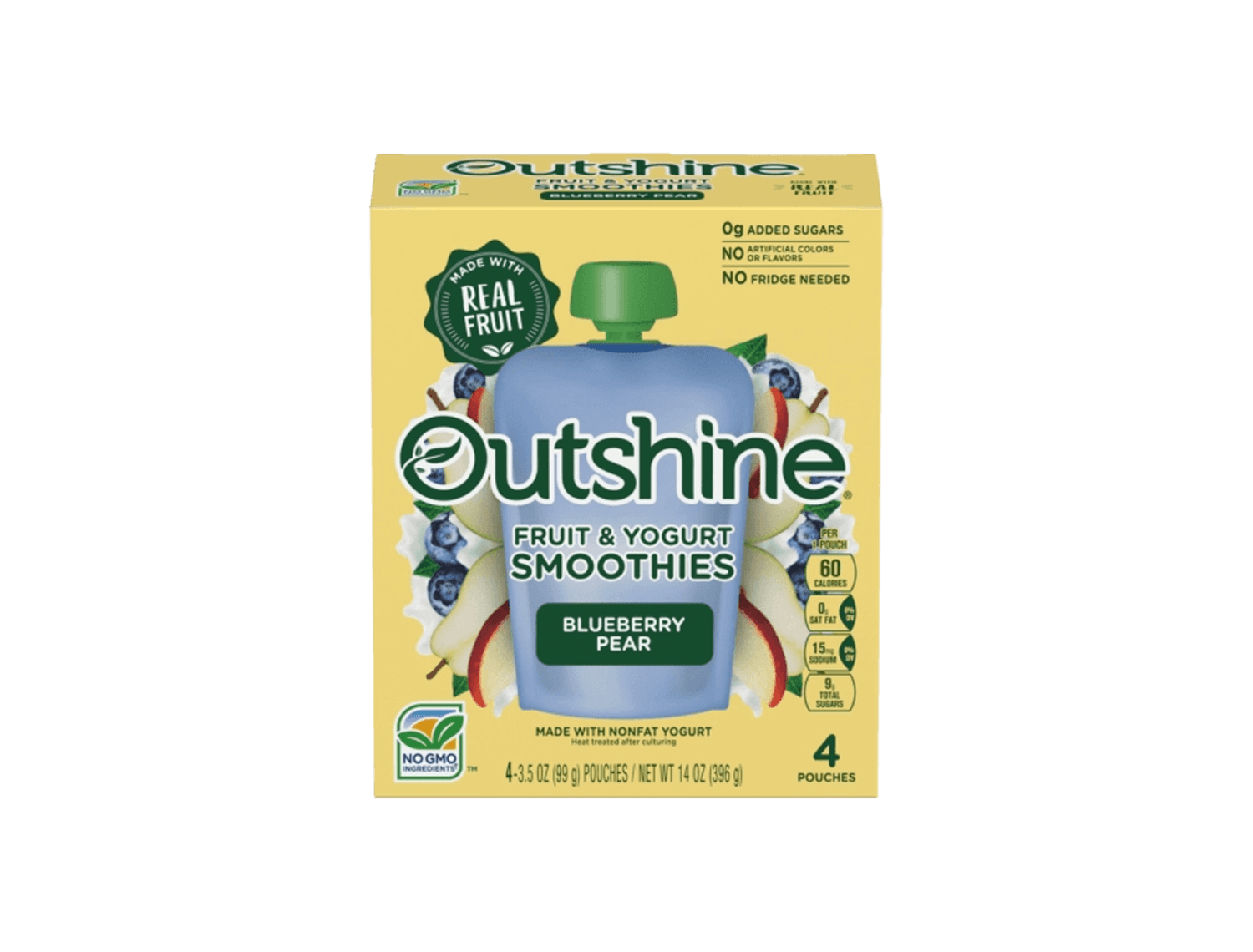 package of Outshine blueberry pear smoothies