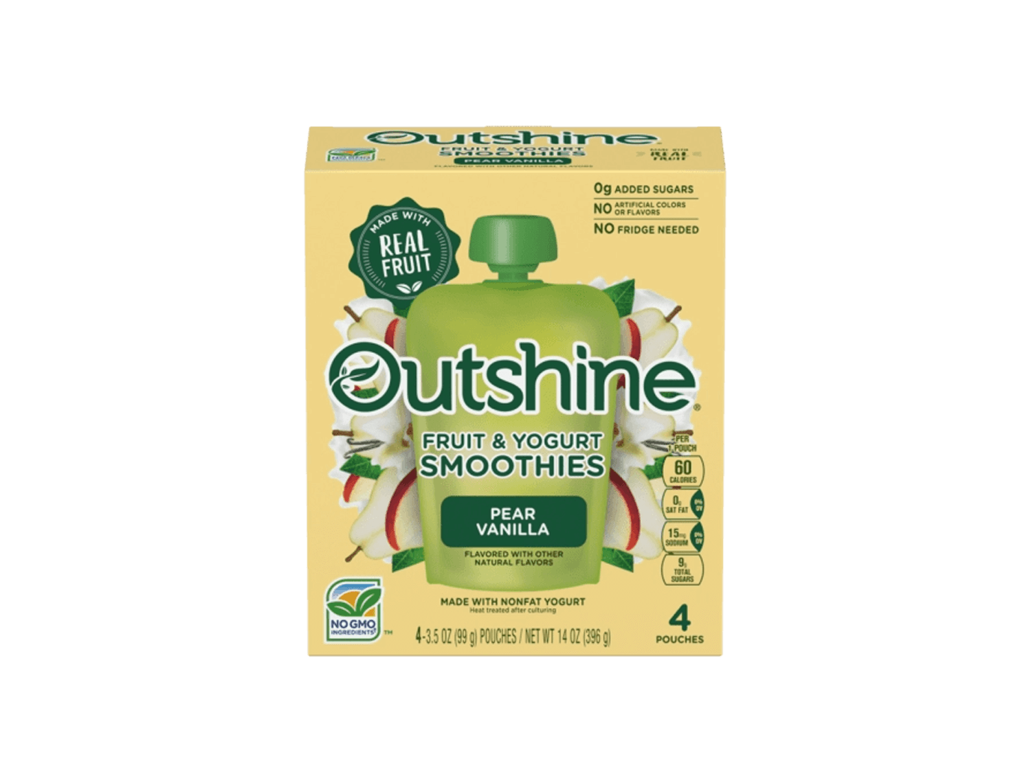 Box of Outshine pear & vanilla fruit & yogurt smoothies