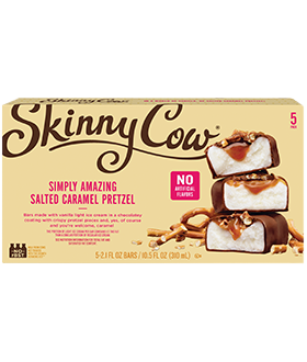 Box of Skinny Cow simply amazing salted caramel pretzel light ice cream bars