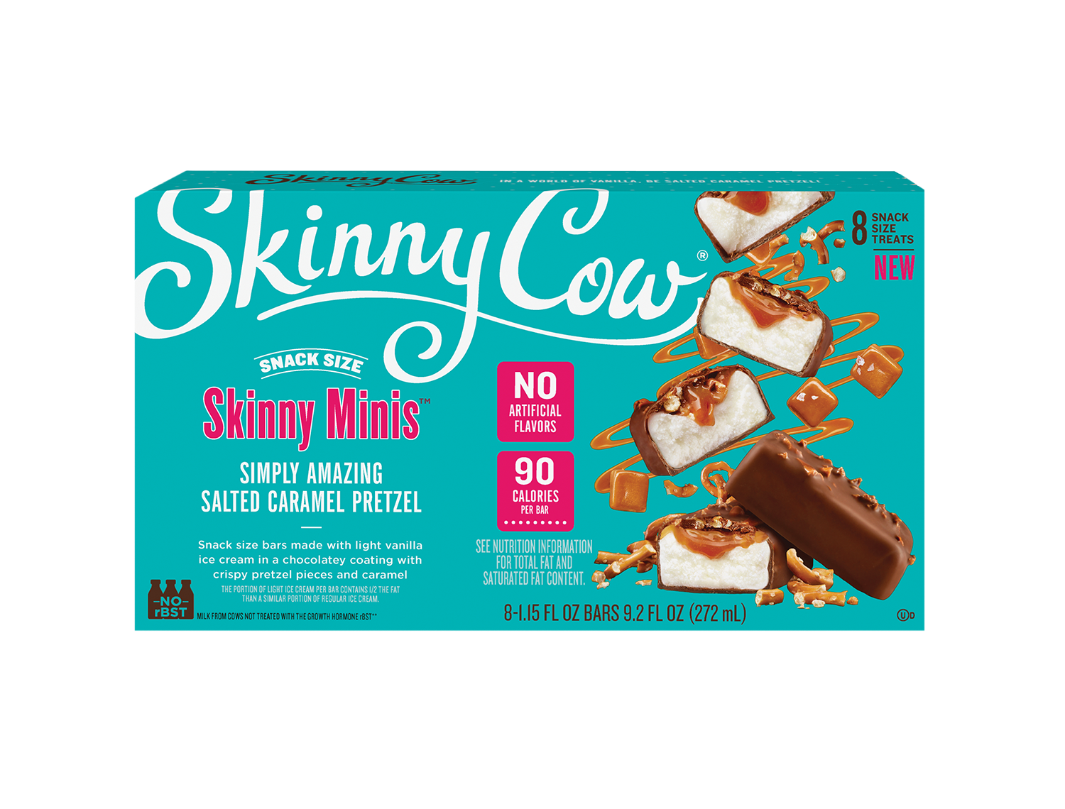 box of skinny cow skinny mini snack size salted caramel pretzel skinny minis