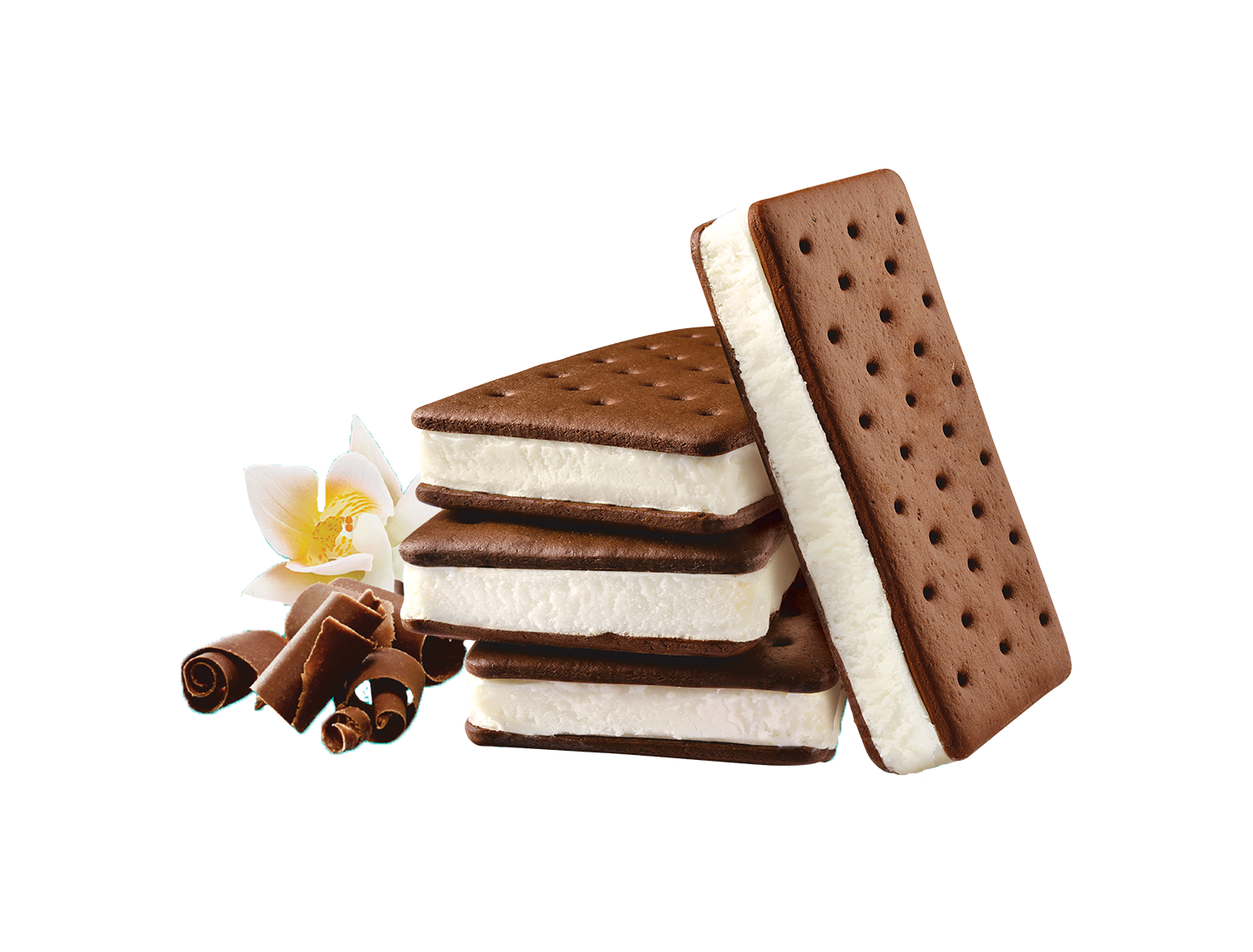 skinny cow mini vanilla ice cream sandwich with flower and chocolate curls on the side
