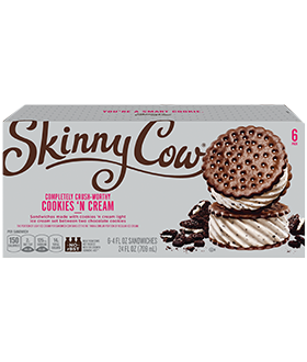 Box of Skinny Cow completely crush worth cookies 'n cream light ice cream sandwiches