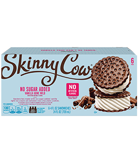 Box of Skinny Cow no sugar added light vanilla ice cream sandwiches