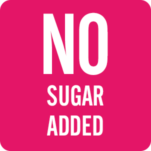No sugar added in white on a pink background